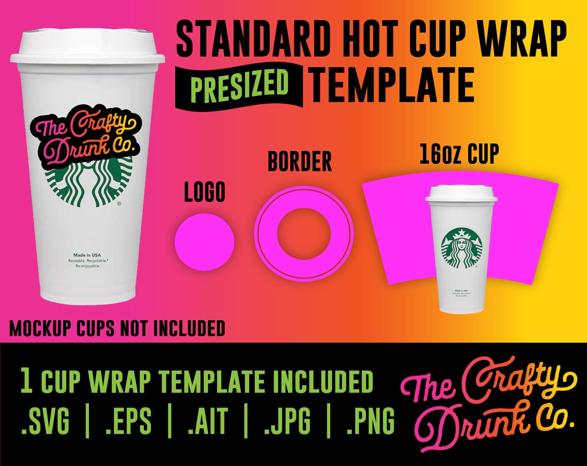 16 Oz Starbucks Reusable Hot Cup Blank Wrapper Template, Starbucks Full  Wrap