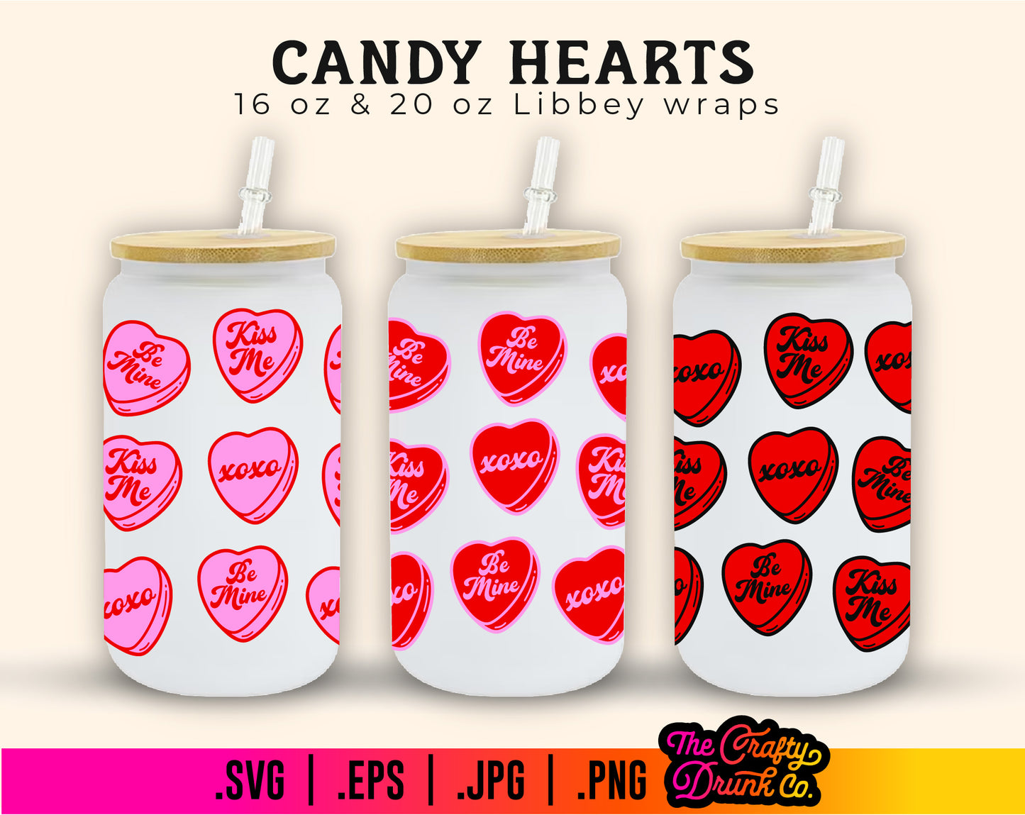 Candy Hearts Libbey Wraps