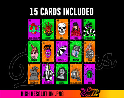 Beetlejuice Loteria Cards Digital Download PNG Crafting Files