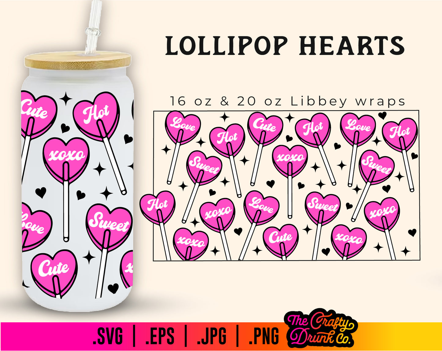 Lollipop Hearts Libbey Wrap PNG SVG