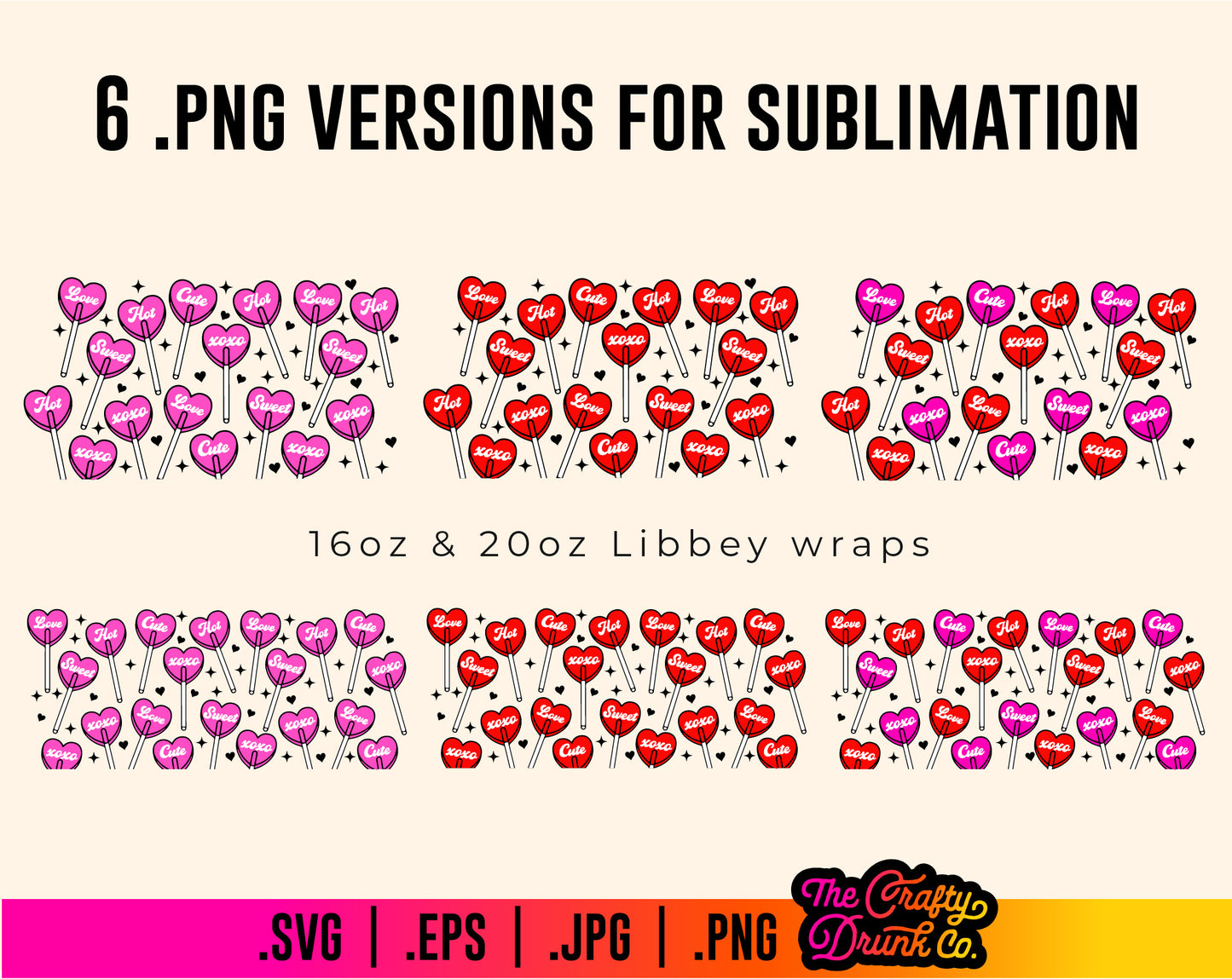 Lollipop Hearts Libbey Wrap PNG SVG