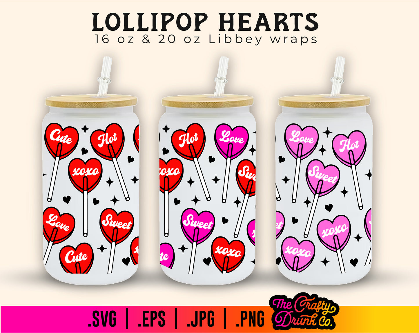 Lollipop Hearts Libbey Wrap PNG SVG