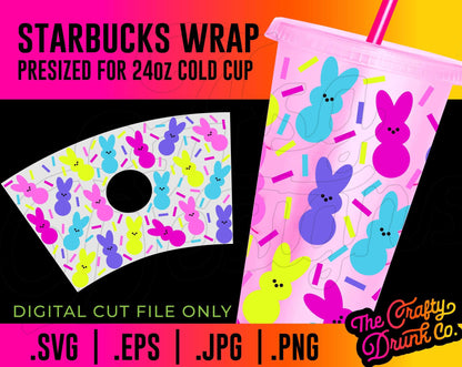 Easter Confetti Bunnies Cold Cup Wrap - TheCraftyDrunkCo