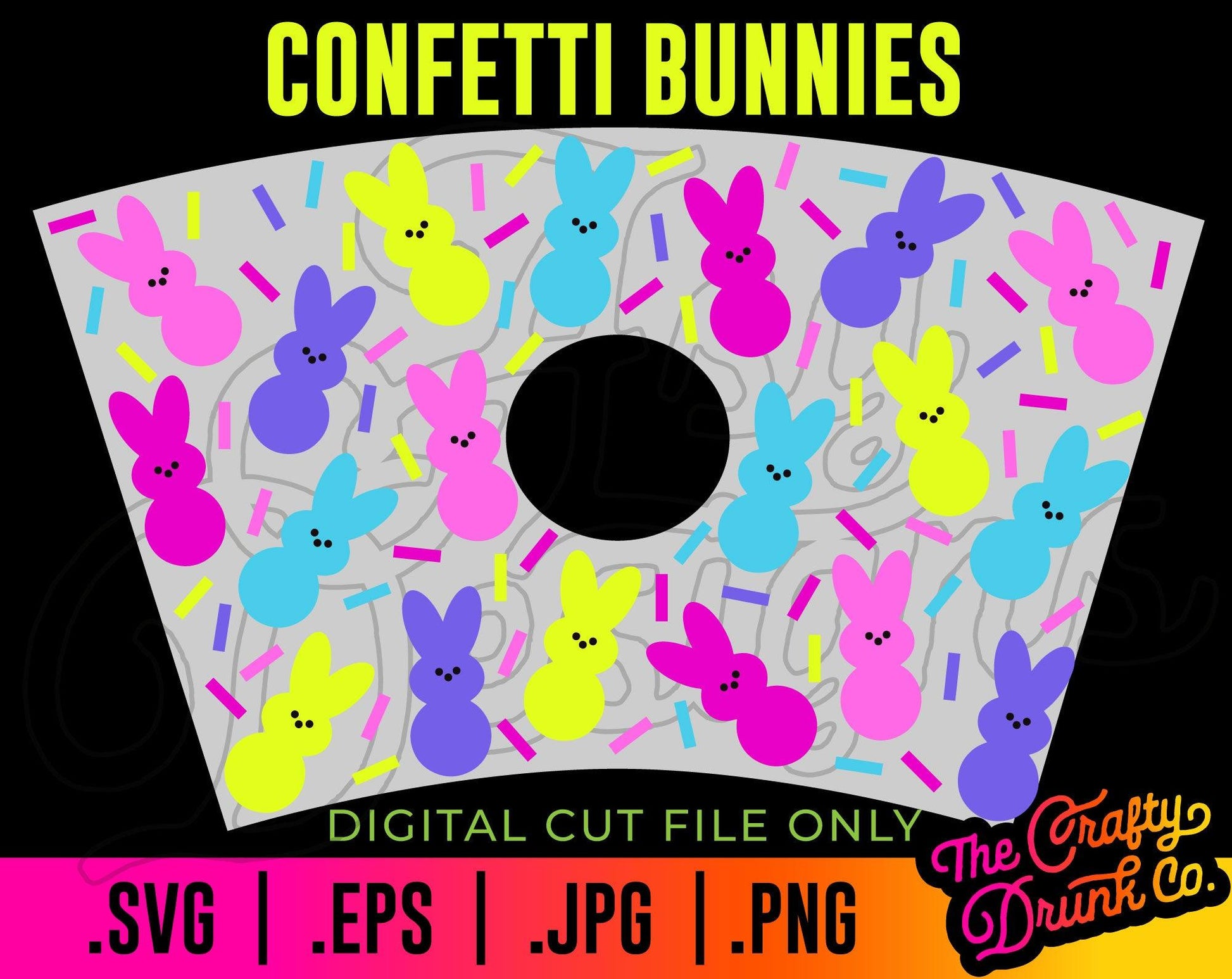 Easter Confetti Bunnies Cold Cup Wrap - TheCraftyDrunkCo