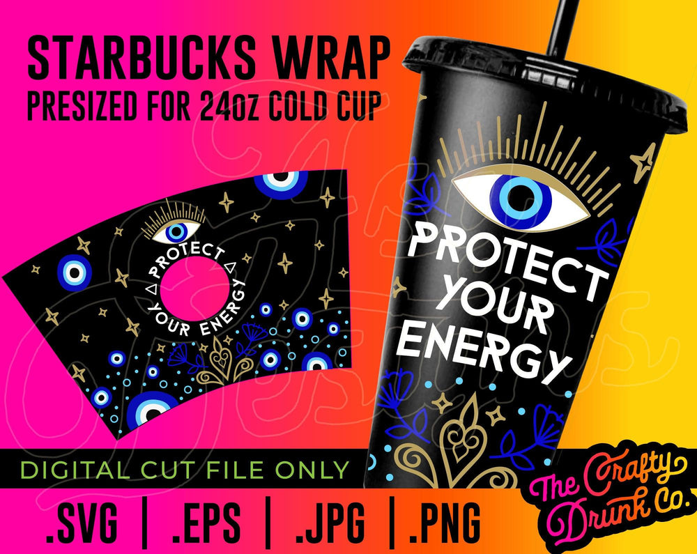 Evil Eye Protect Your Energy Cup Wrap - TheCraftyDrunkCo