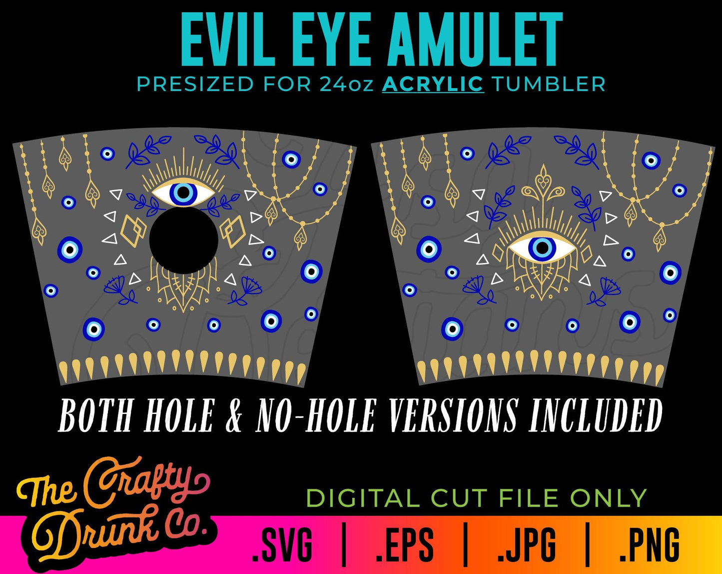 Evil Eye Amulet Acrylic Tumbler Wrap - TheCraftyDrunkCo