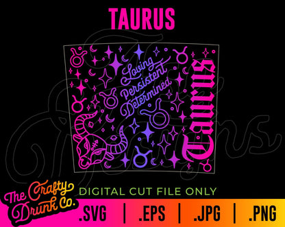 Taurus 16oz Skinny Tumbler Wrap - TheCraftyDrunkCo