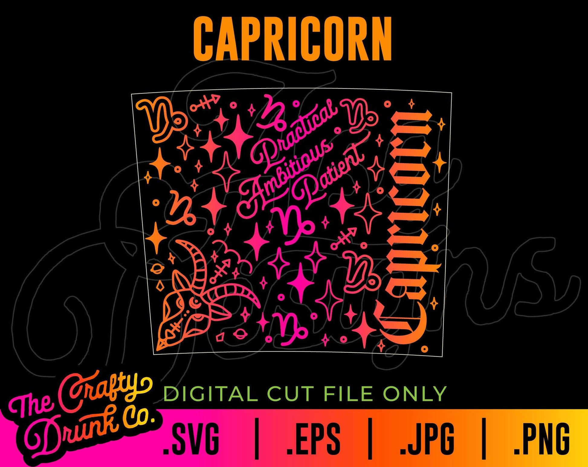 Capricorn 16oz Skinny Tumbler Wrap - TheCraftyDrunkCo