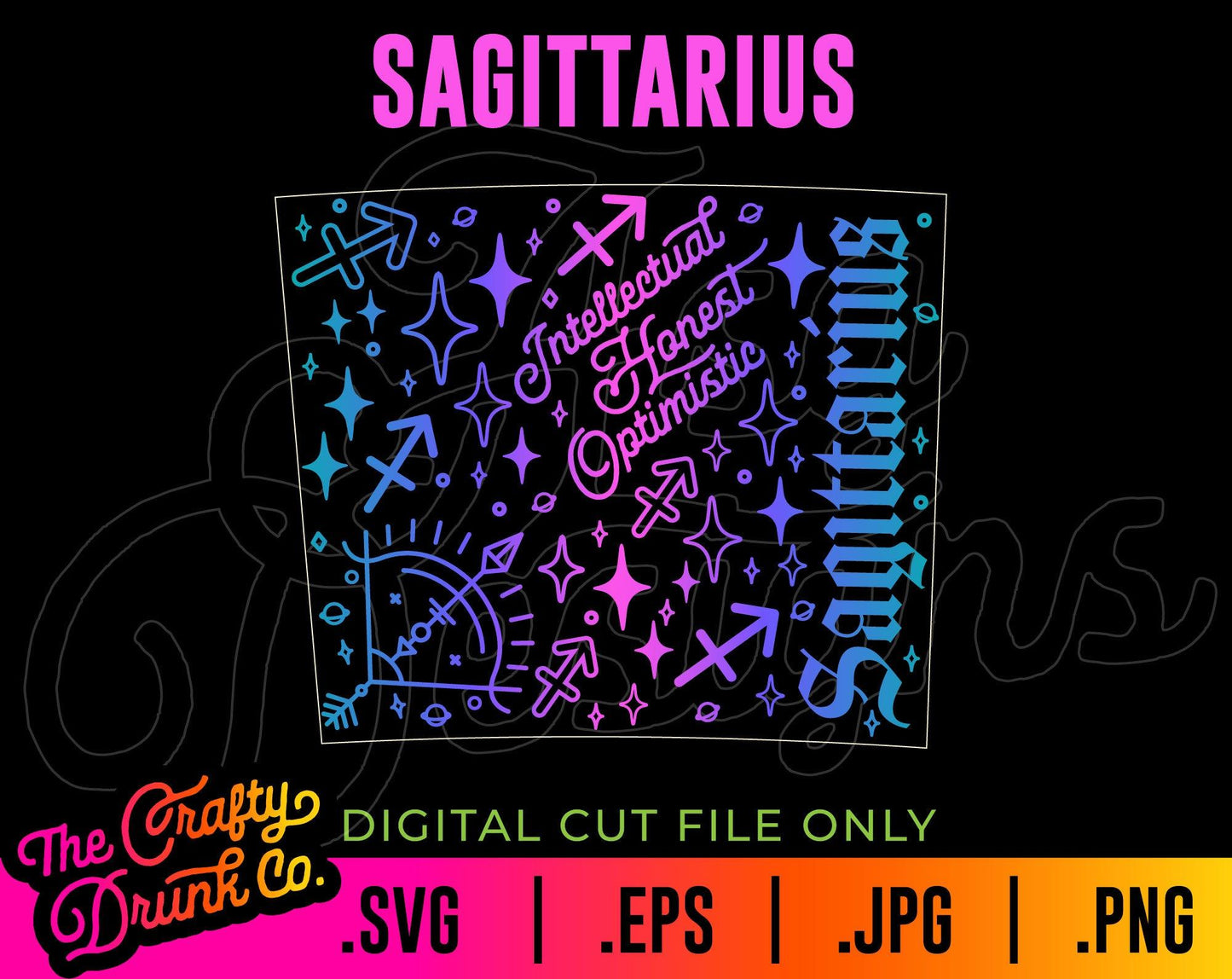 Sagittarius 16oz Skinny Tumbler Wrap - TheCraftyDrunkCo