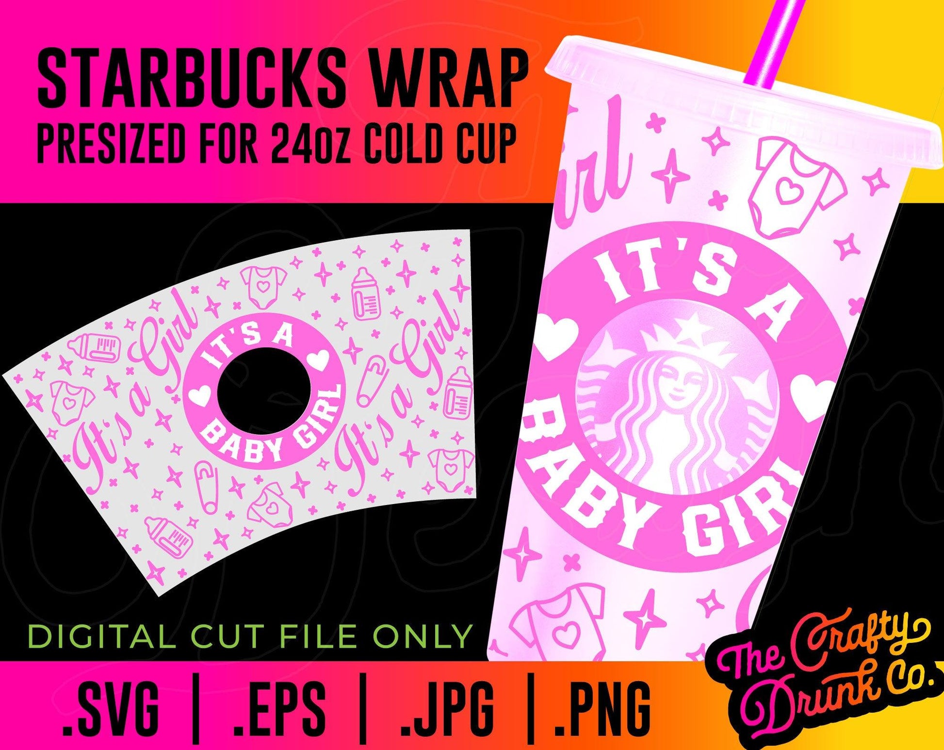 It's a Girl Cold Cup Wrap - TheCraftyDrunkCo