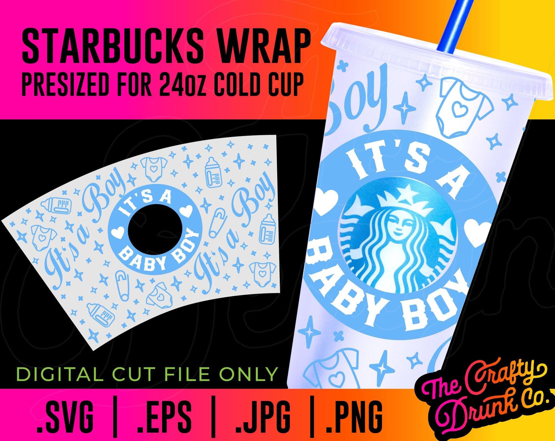 It's a Boy Cold Cup Wrap - TheCraftyDrunkCo