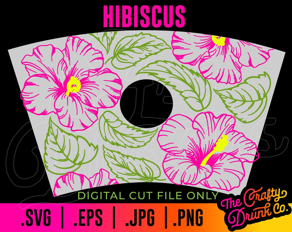 Hibiscus Flower Tropical Cold Cup Wrap - TheCraftyDrunkCo