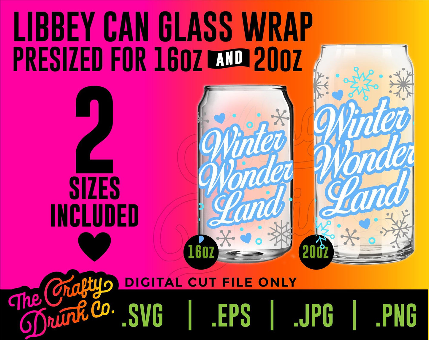 Winter Wonderland Libbey Can Glass Wraps 16oz and 20oz - TheCraftyDrunkCo