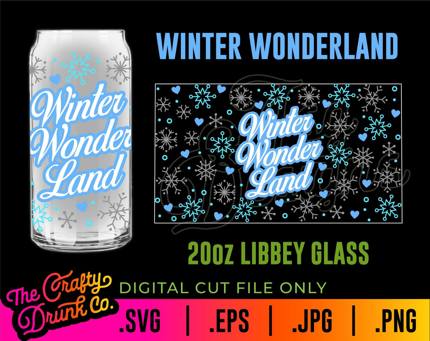 Winter Wonderland Libbey Can Glass Wraps 16oz and 20oz - TheCraftyDrunkCo