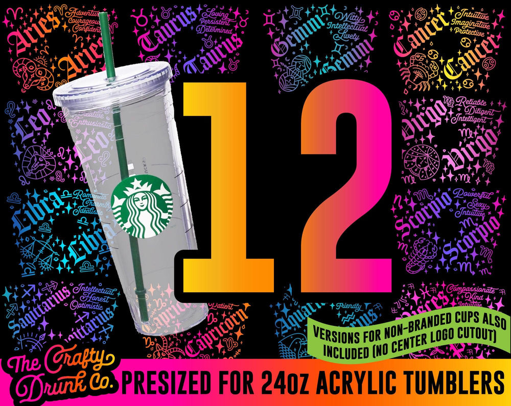 Zodiac Acrylic Tumbler Cup Wrap Bundle - TheCraftyDrunkCo