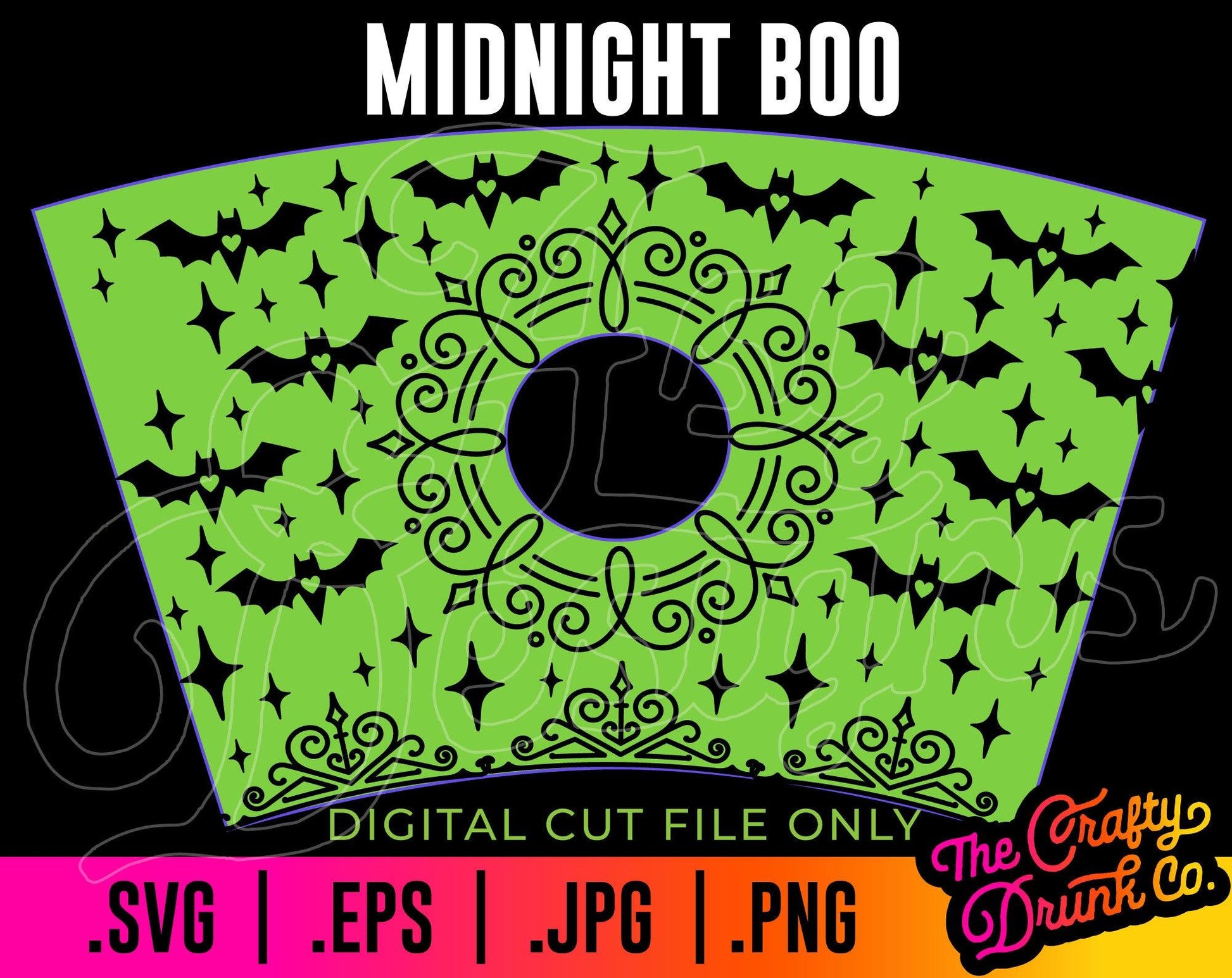 Midnight Boo Halloween Cold Cup Wrap - TheCraftyDrunkCo