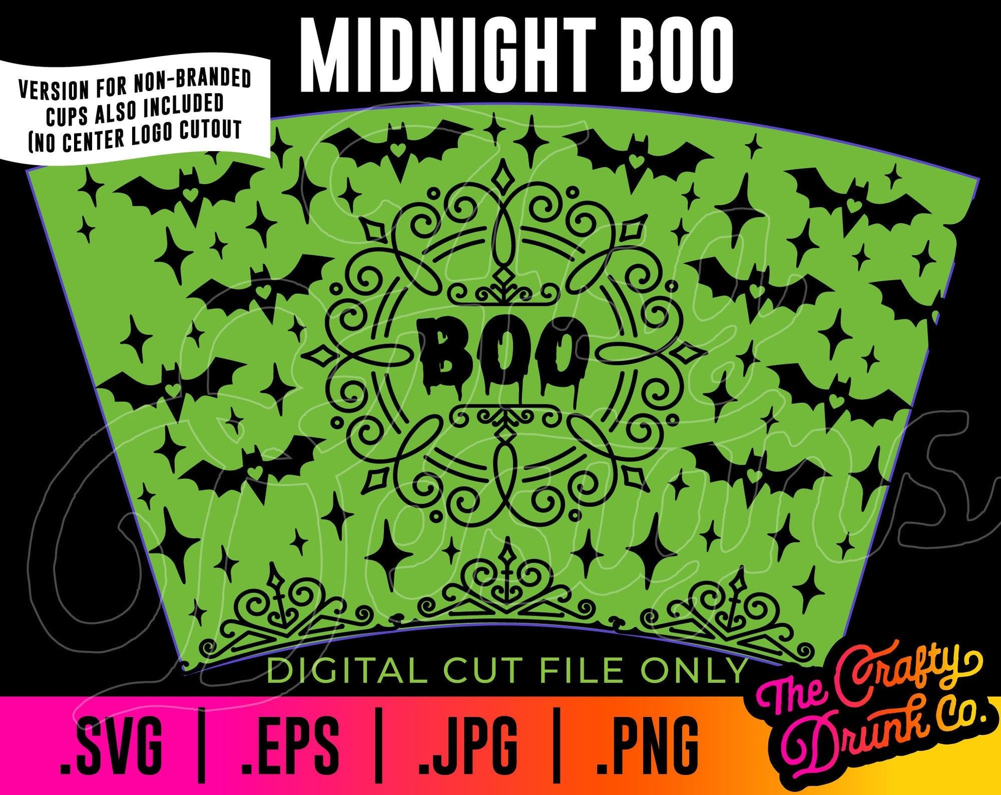 Midnight Boo Halloween Cold Cup Wrap - TheCraftyDrunkCo