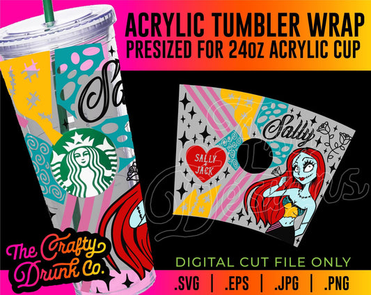 Sally Acrylic Tumbler Cup Wrap - TheCraftyDrunkCo