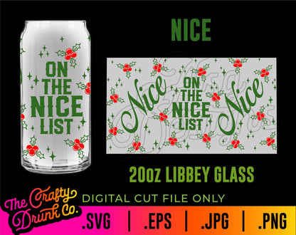 16oz Christmas Libbey Glass Can Svg,Beer Can Glass Svg,Santa