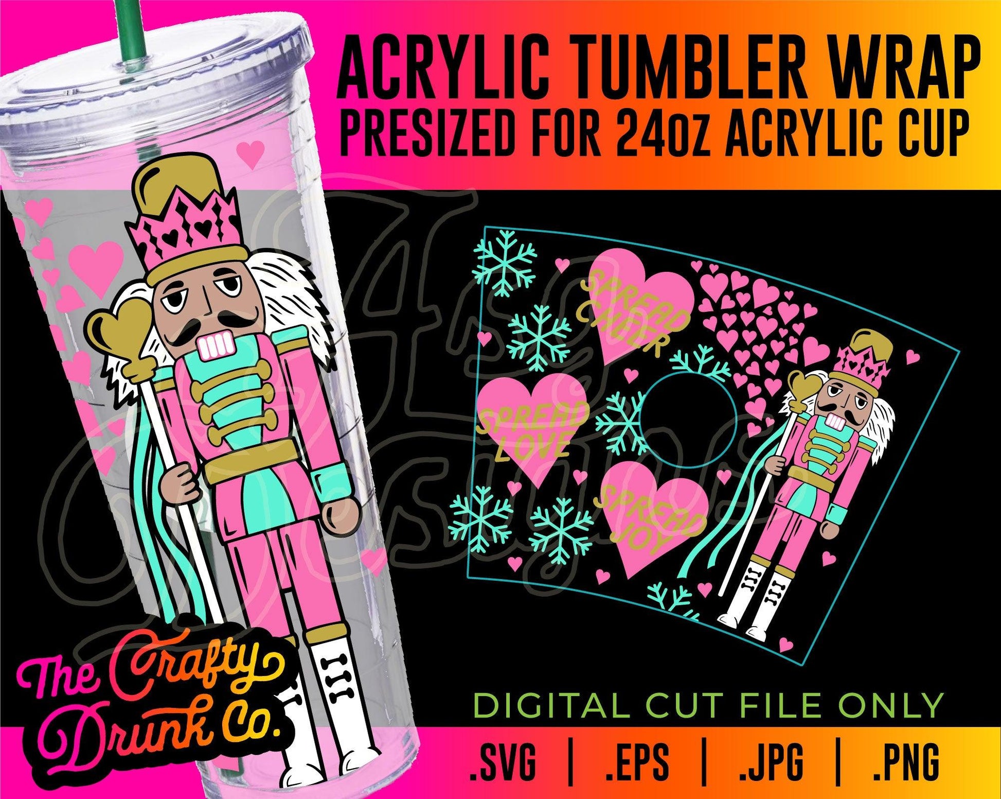 Pink Nutcracker Acrylic Tumbler Wrap - TheCraftyDrunkCo