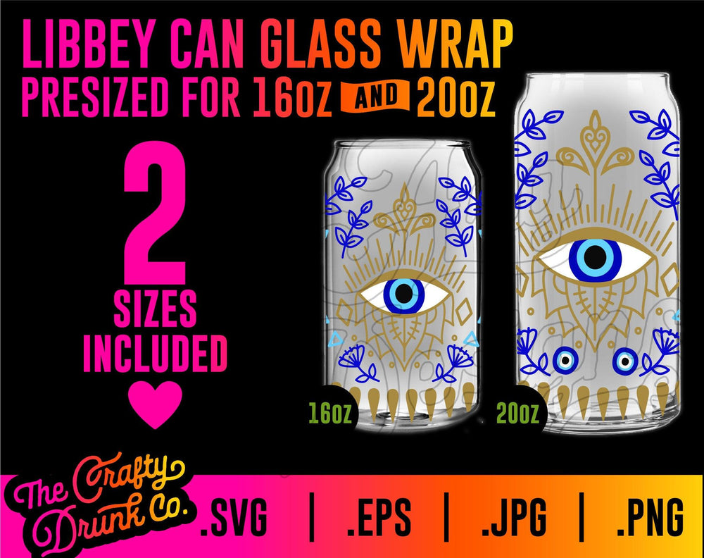 Evil Eye Amulet Libbey Can Glass Wraps 16oz and 20oz - TheCraftyDrunkCo