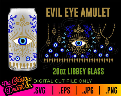Evil Eye Amulet Libbey Can Glass Wraps 16oz and 20oz - TheCraftyDrunkCo