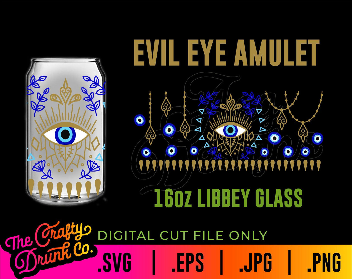 Evil Eye Amulet Libbey Can Glass Wraps 16oz and 20oz - TheCraftyDrunkCo