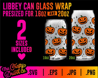 Jack O'Lantern Libbey Glass Wraps 16oz and 20oz - TheCraftyDrunkCo