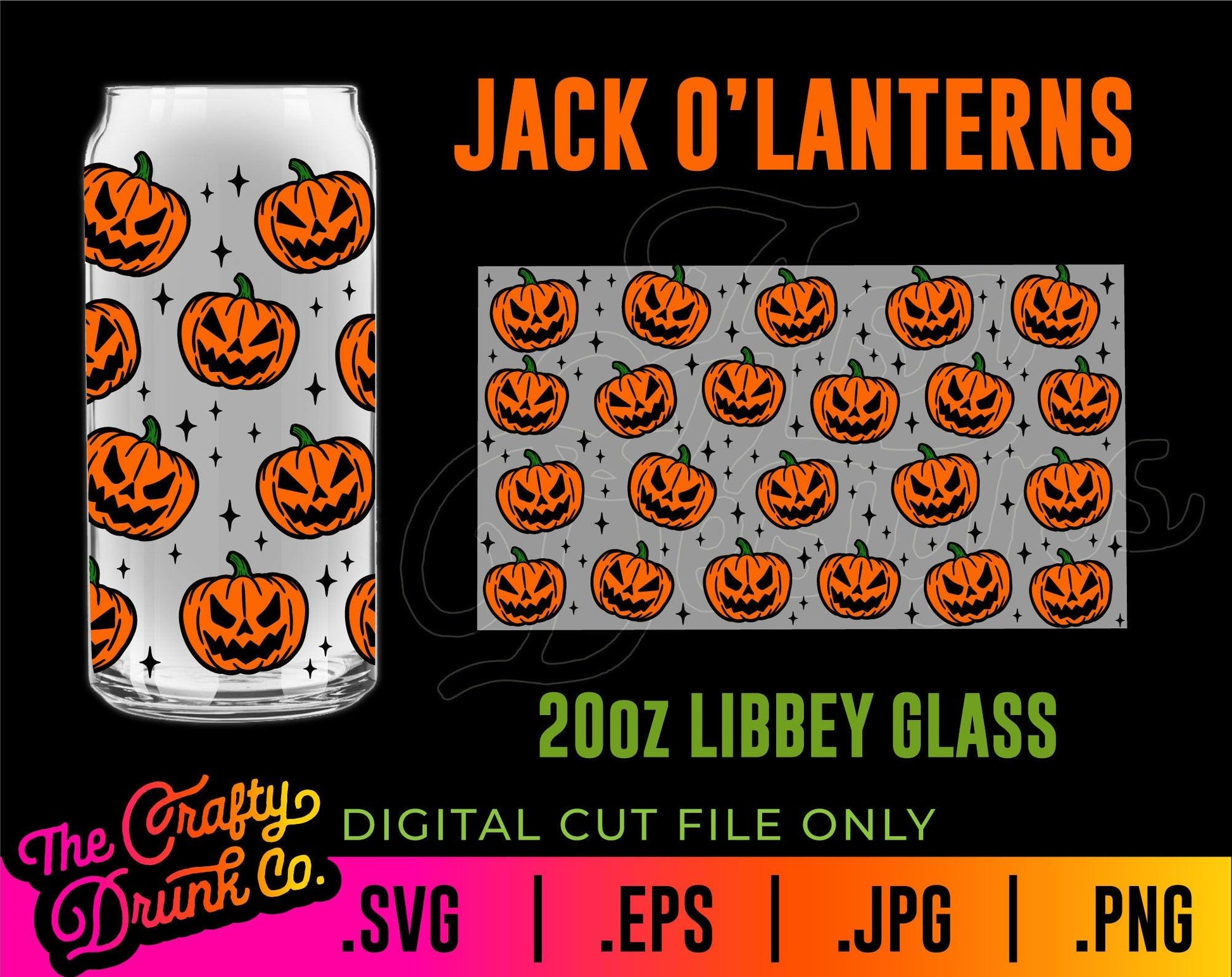 Jack O'Lantern Libbey Glass Wraps 16oz and 20oz - TheCraftyDrunkCo