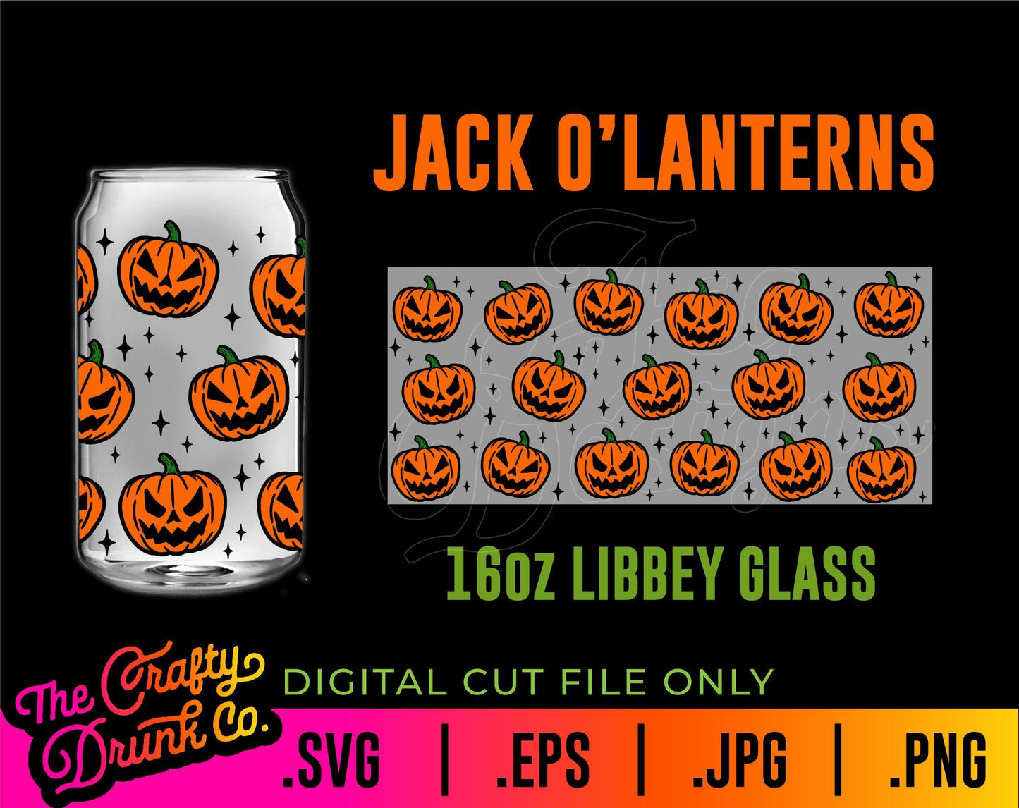 Jack O'Lantern Libbey Glass Wraps 16oz and 20oz - TheCraftyDrunkCo