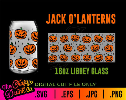 Jack O'Lantern Libbey Glass Wraps 16oz and 20oz - TheCraftyDrunkCo