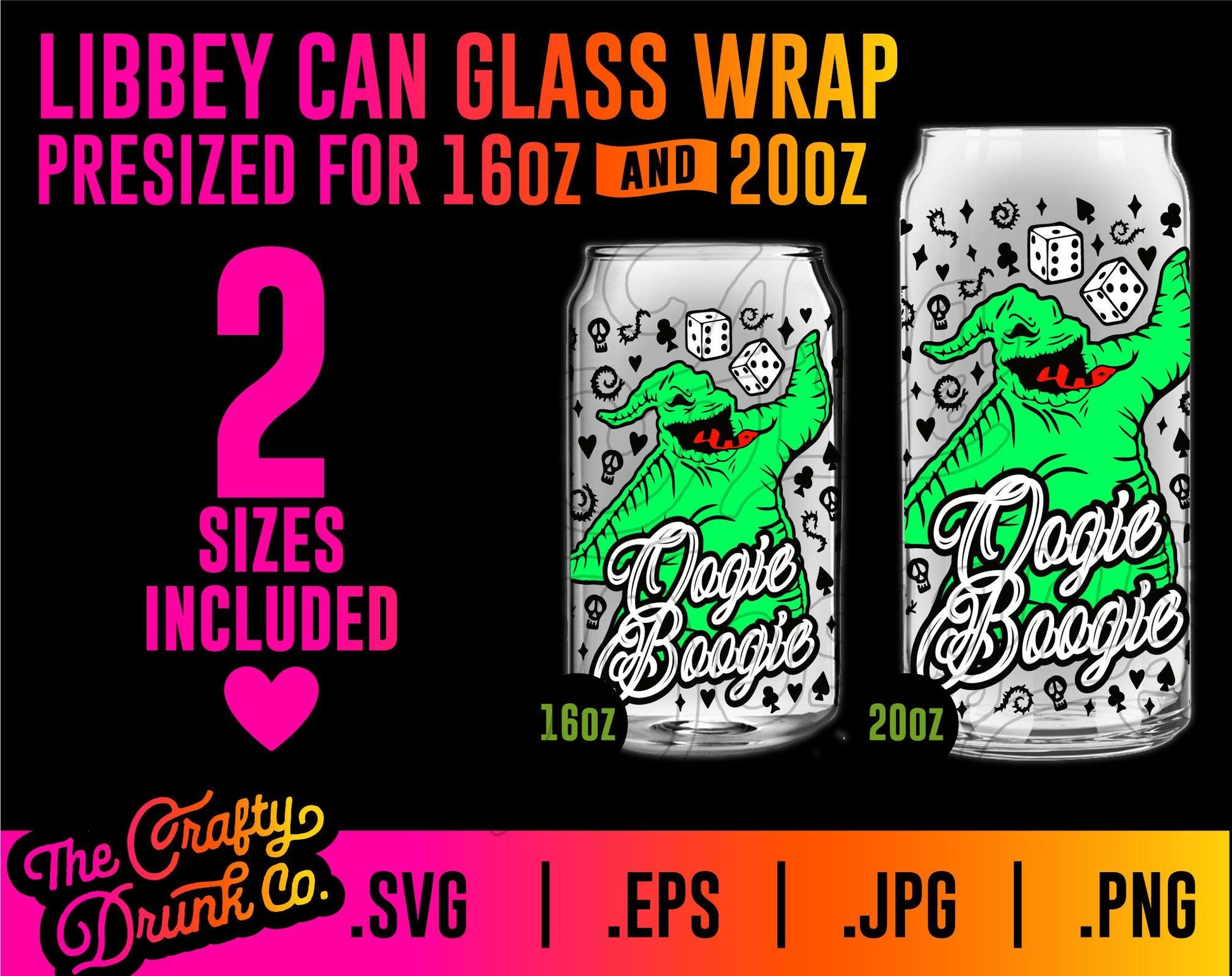 Oogie 2.0 Libbey Glass Wraps 16oz 20oz - TheCraftyDrunkCo