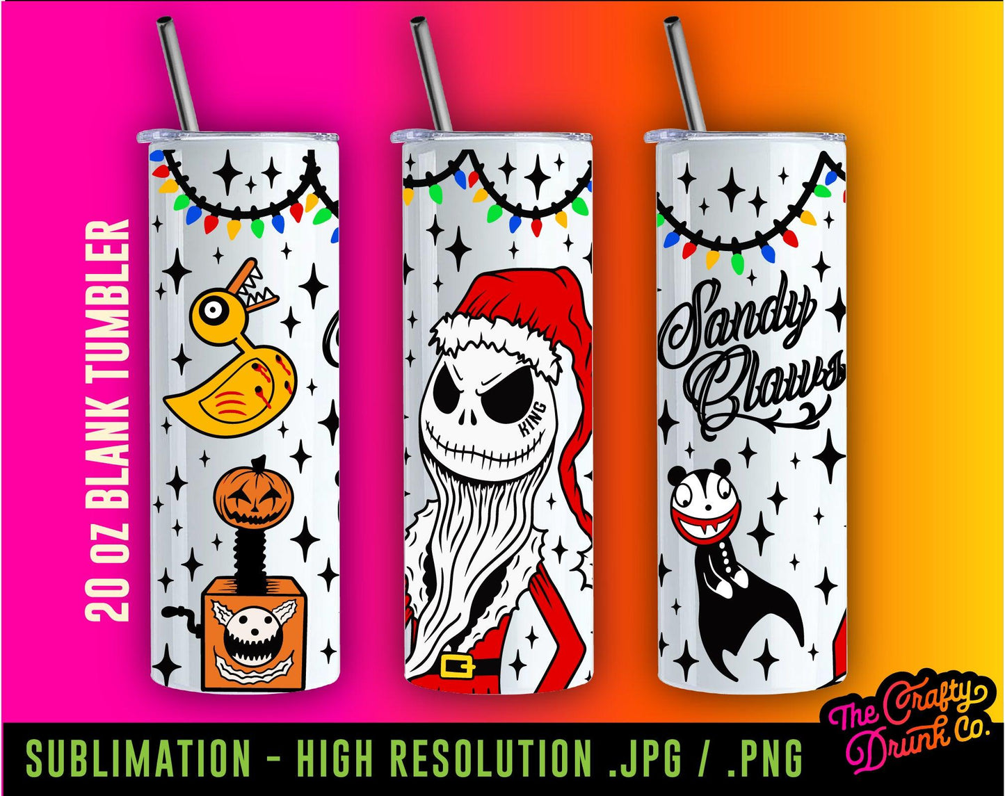 Sandy Claws SUBLIMATION Wraps 20oz 25oz - TheCraftyDrunkCo