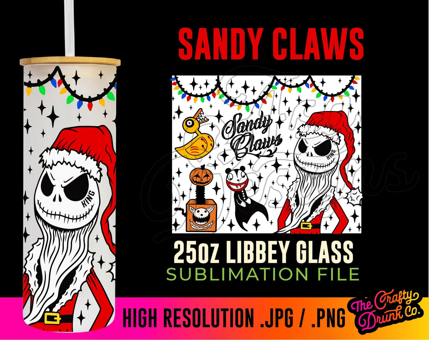 Sandy Claws SUBLIMATION Wraps 20oz 25oz - TheCraftyDrunkCo