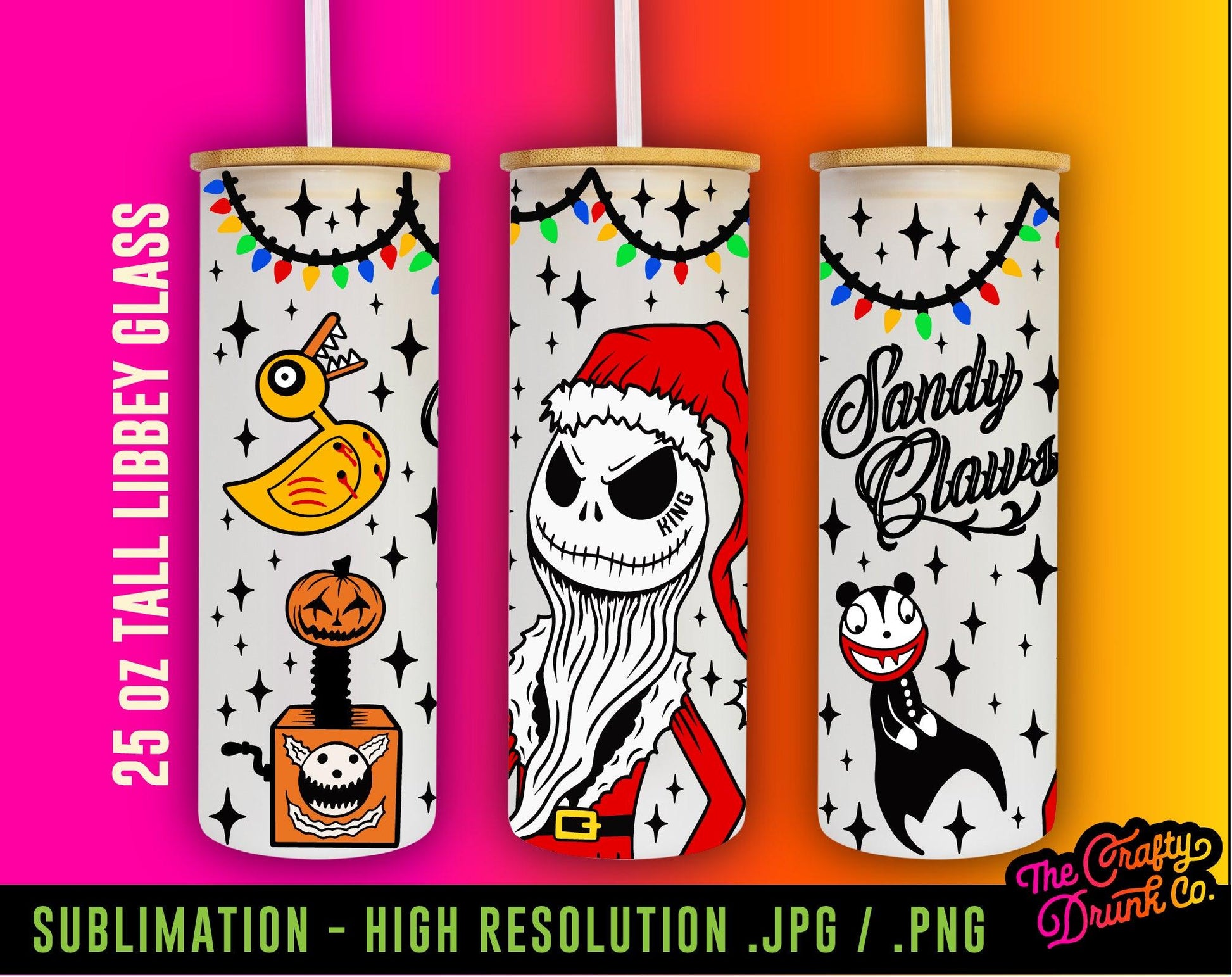 Sandy Claws SUBLIMATION Wraps 20oz 25oz - TheCraftyDrunkCo