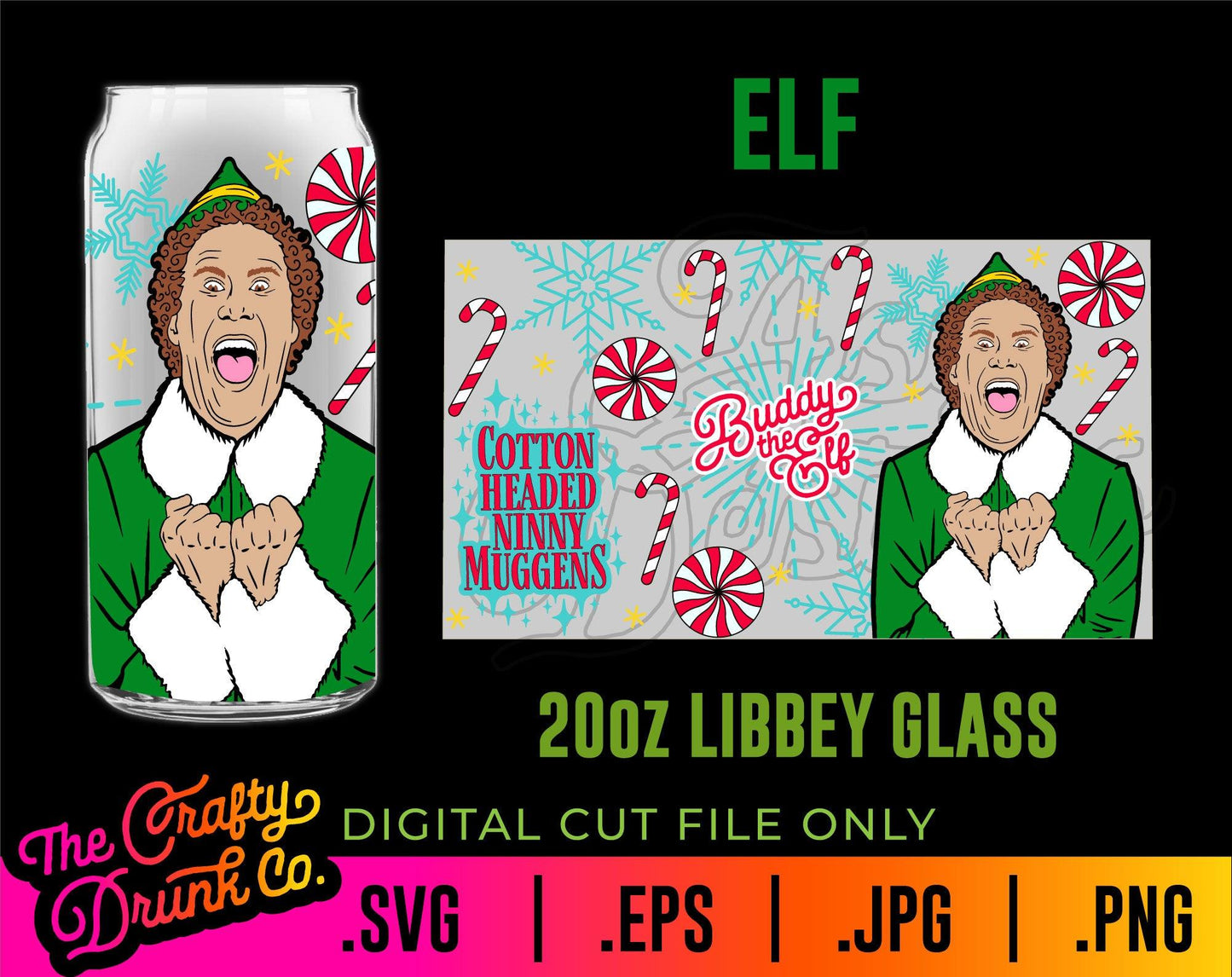 Elf Libbey Can Glass Wraps 16oz and 20oz - TheCraftyDrunkCo