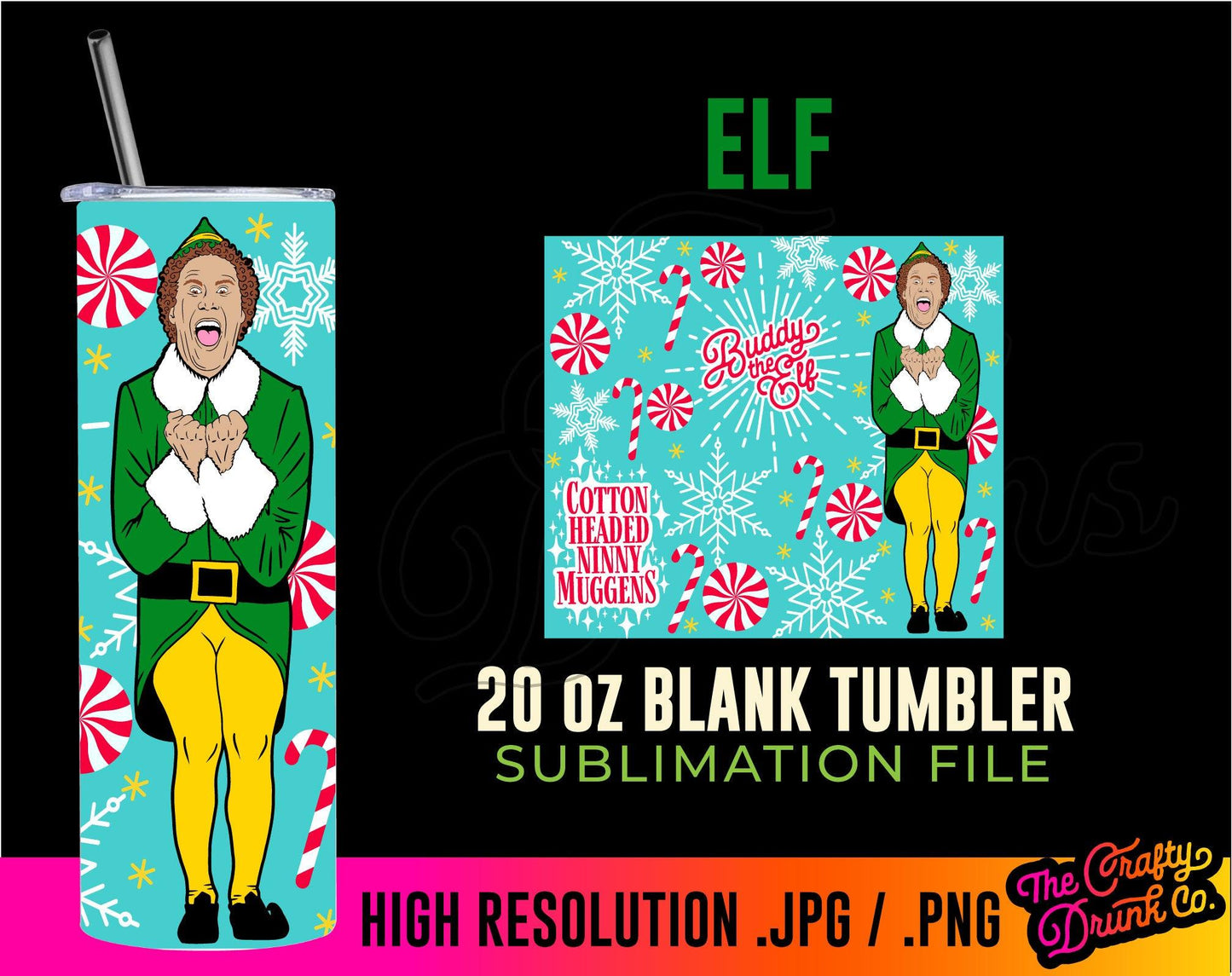 Elf 25oz Libbey and 20oz Tumbler Sublimation - TheCraftyDrunkCo