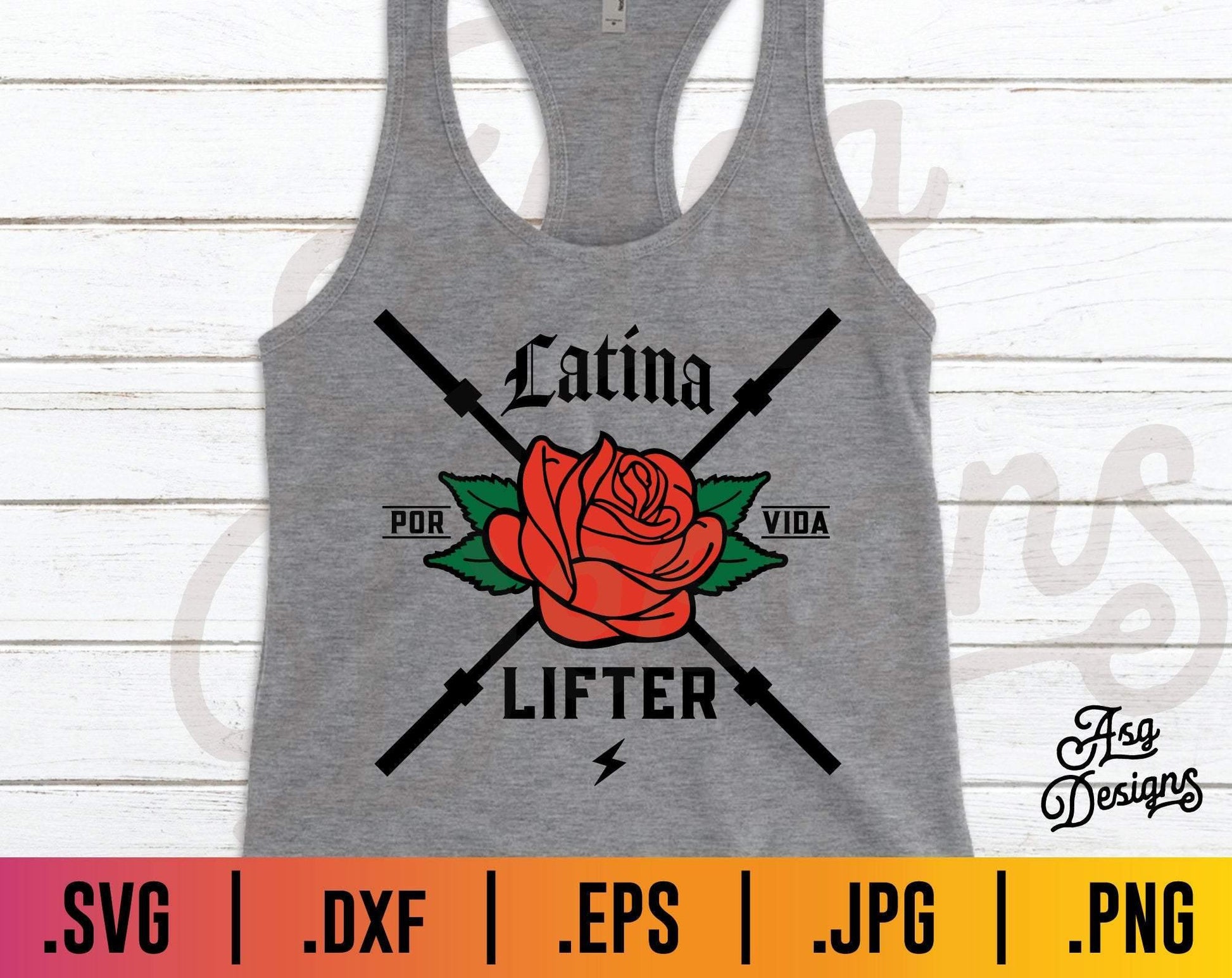 Latina Lifter Rose Barbell SVG - TheCraftyDrunkCo