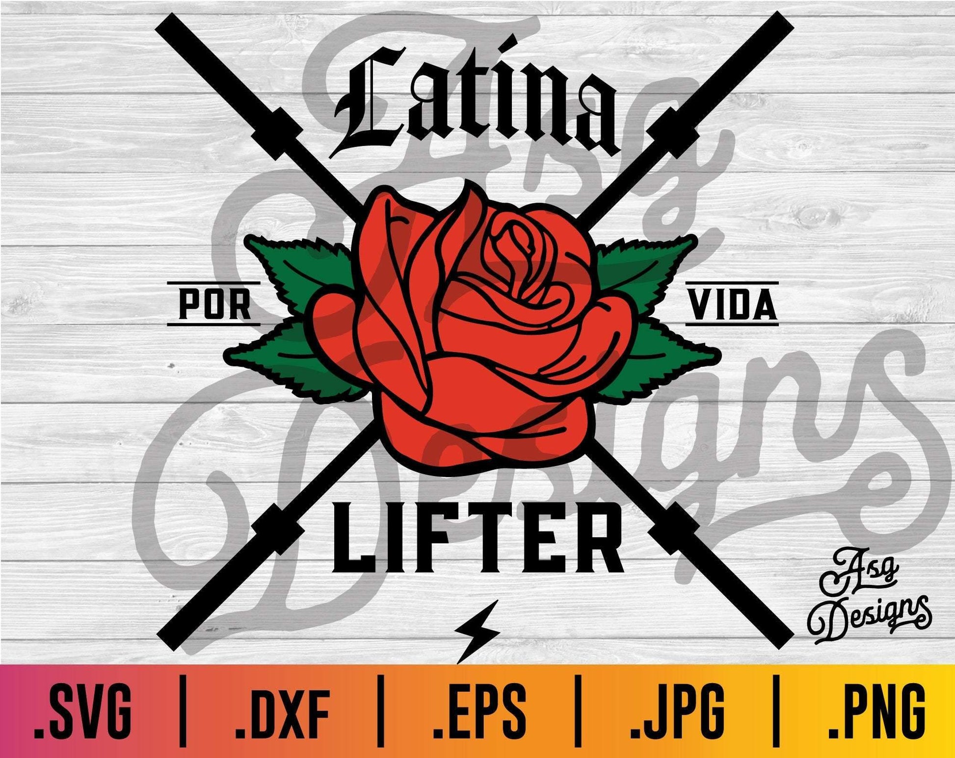 Latina Lifter Rose Barbell SVG - TheCraftyDrunkCo