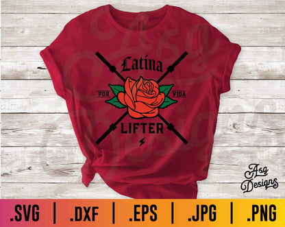 Latina Lifter Rose Barbell SVG - TheCraftyDrunkCo