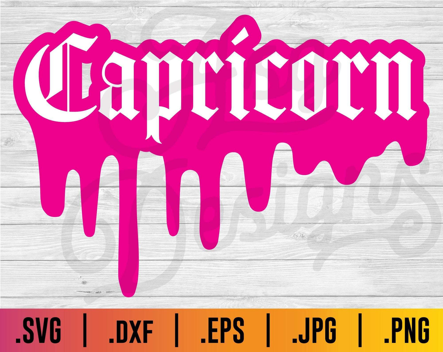 Capricorn Old English Zodiac Drip SVG - TheCraftyDrunkCo