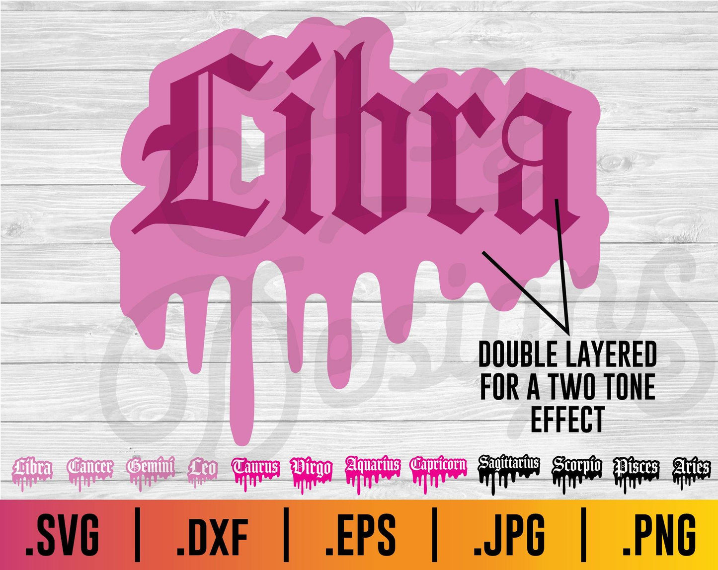 Libra Zodiac Old English Drip SVG - TheCraftyDrunkCo