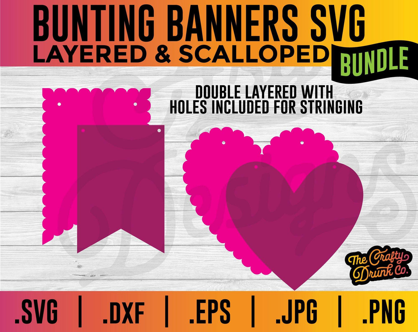 Layered Bunting Banner Pennant Flag SVG - TheCraftyDrunkCo