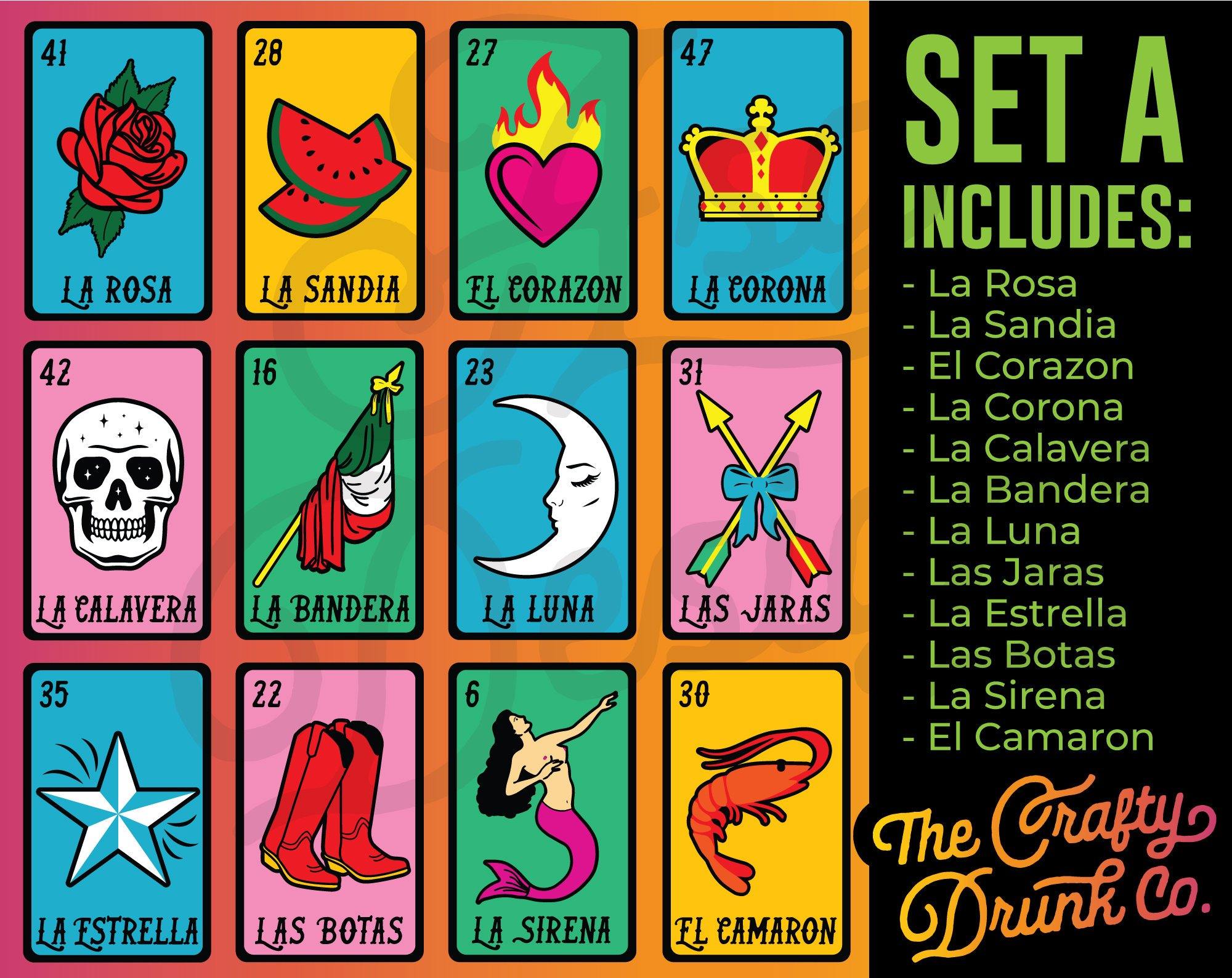 Loteria SET A SVG komplekt – 12 kaartiLoteria SET A SVG komplekt – 12 kaarti  