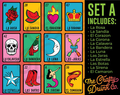 Loteria SET A SVG Bundle - 12 Cards - TheCraftyDrunkCo