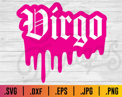 Virgo Zodiac Old English Drip SVG - TheCraftyDrunkCo