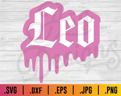 Leo Zodiac Old English Drip SVG - TheCraftyDrunkCo