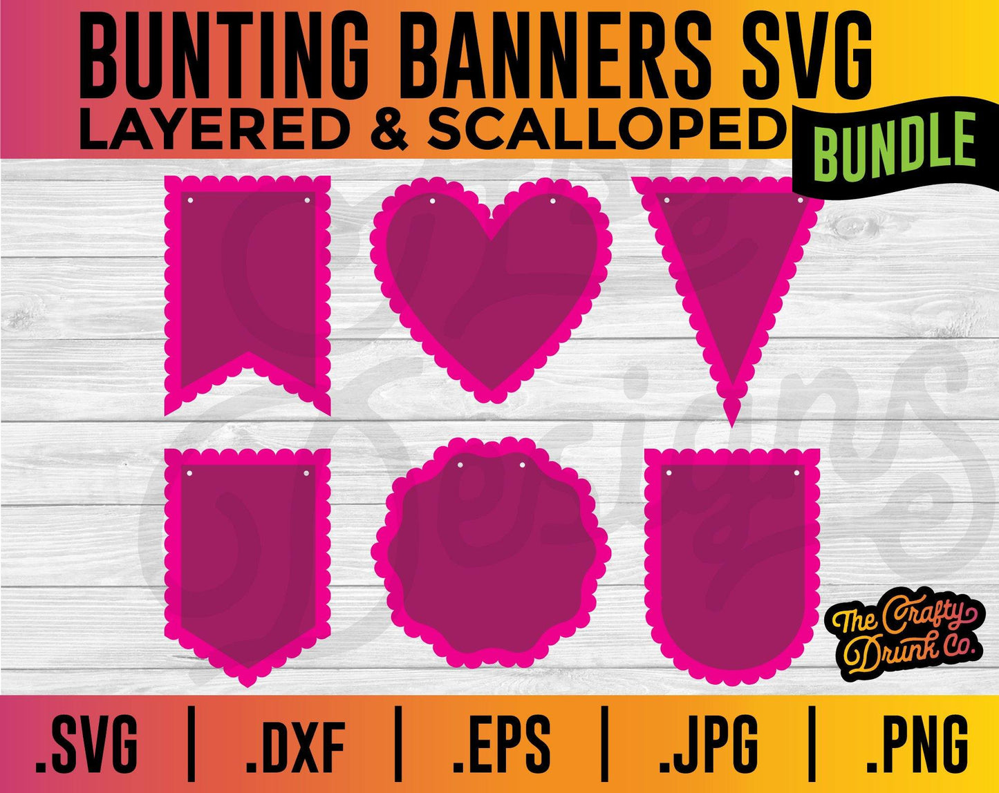 Layered Bunting Banner Pennant Flag SVG - TheCraftyDrunkCo