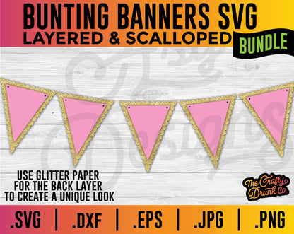 Layered Bunting Banner Pennant Flag SVG - TheCraftyDrunkCo