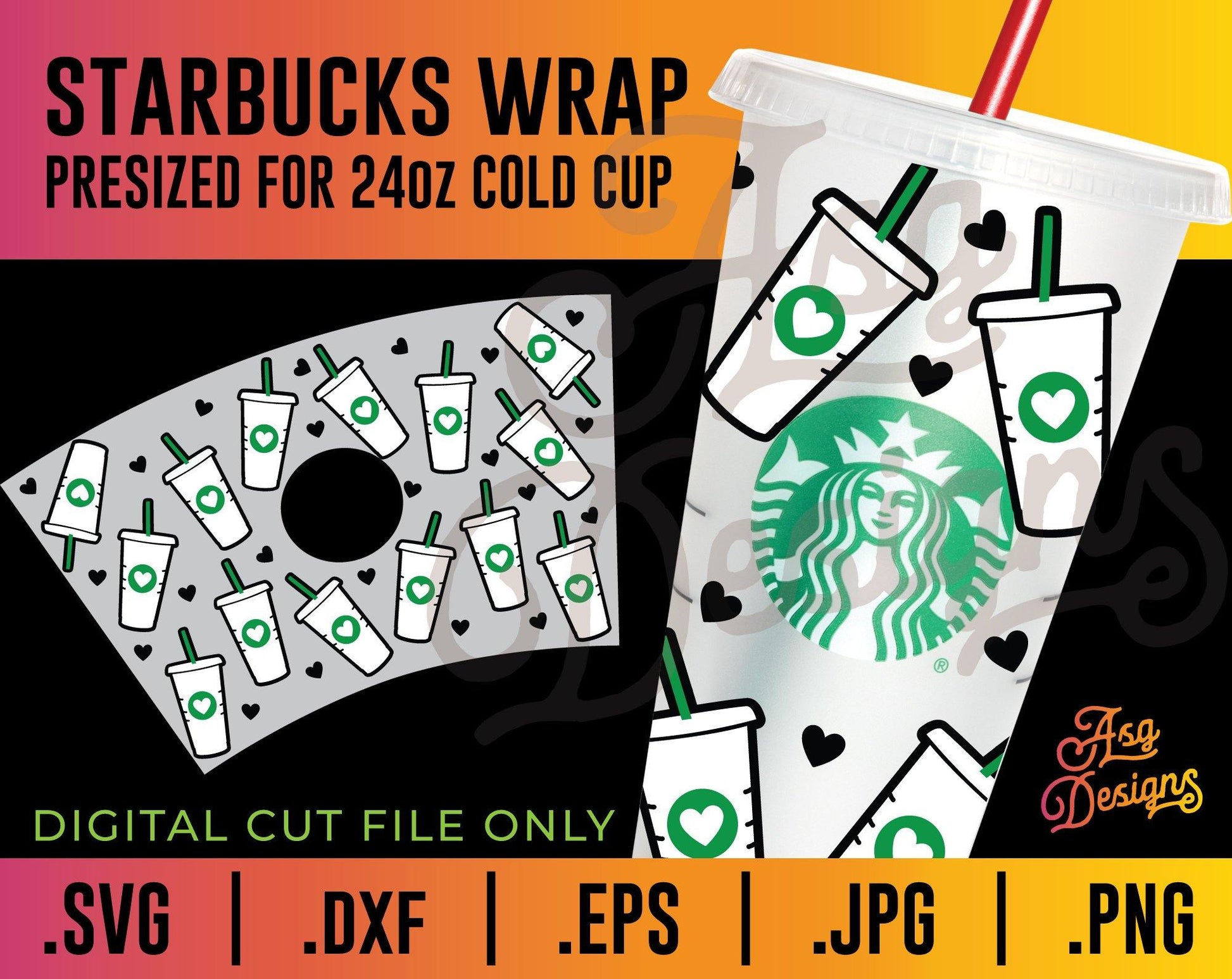 Starbucks "Cups On Cups" Cup Wrap SVG - TheCraftyDrunkCo